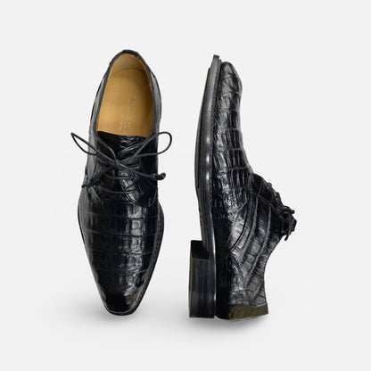 Mezlan Black Over Crocodile Shoe