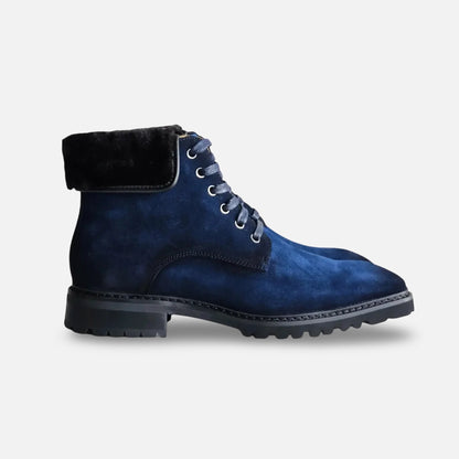Carrucci Denim Blue Suede Boot with Lug Sole