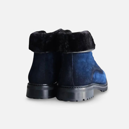 Carrucci Denim Blue Suede Boot with Lug Sole