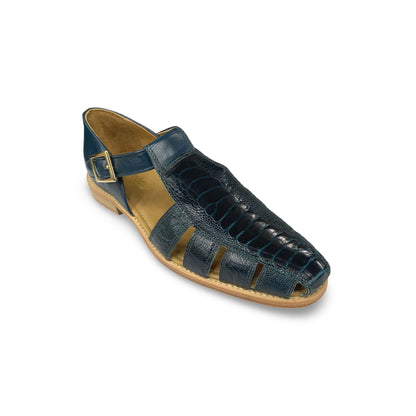 Genuine Ostrich Sandal by Belvedere | Forest Green