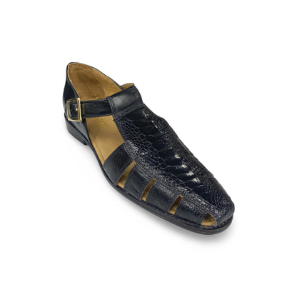 Genuine Ostrich Sandal by Belvedere | Black