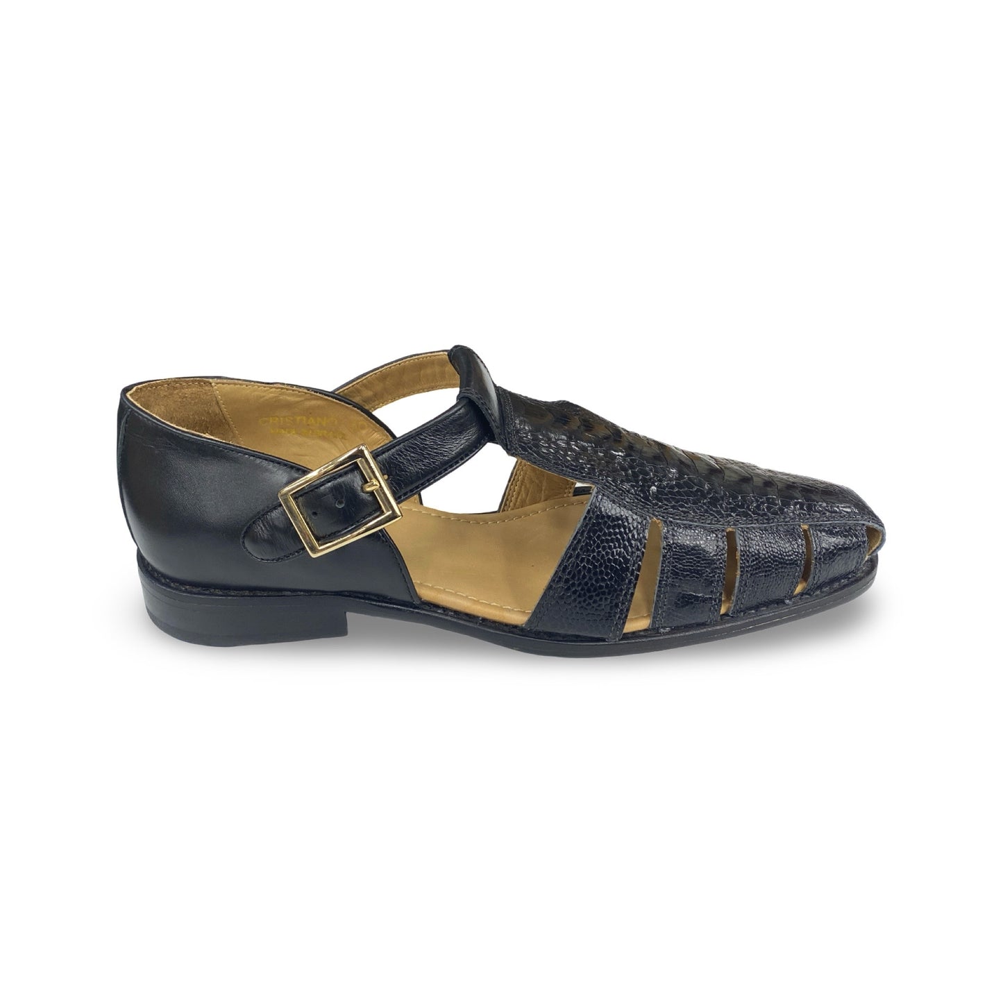 Genuine Ostrich Sandal by Belvedere | Black