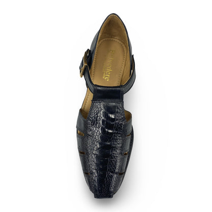 Genuine Ostrich Sandal by Belvedere | Black