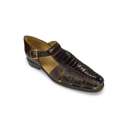 Genuine Ostrich Sandal by Belvedere | Brown