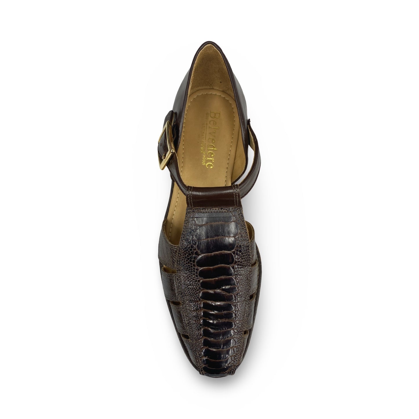 Genuine Ostrich Sandal by Belvedere | Brown