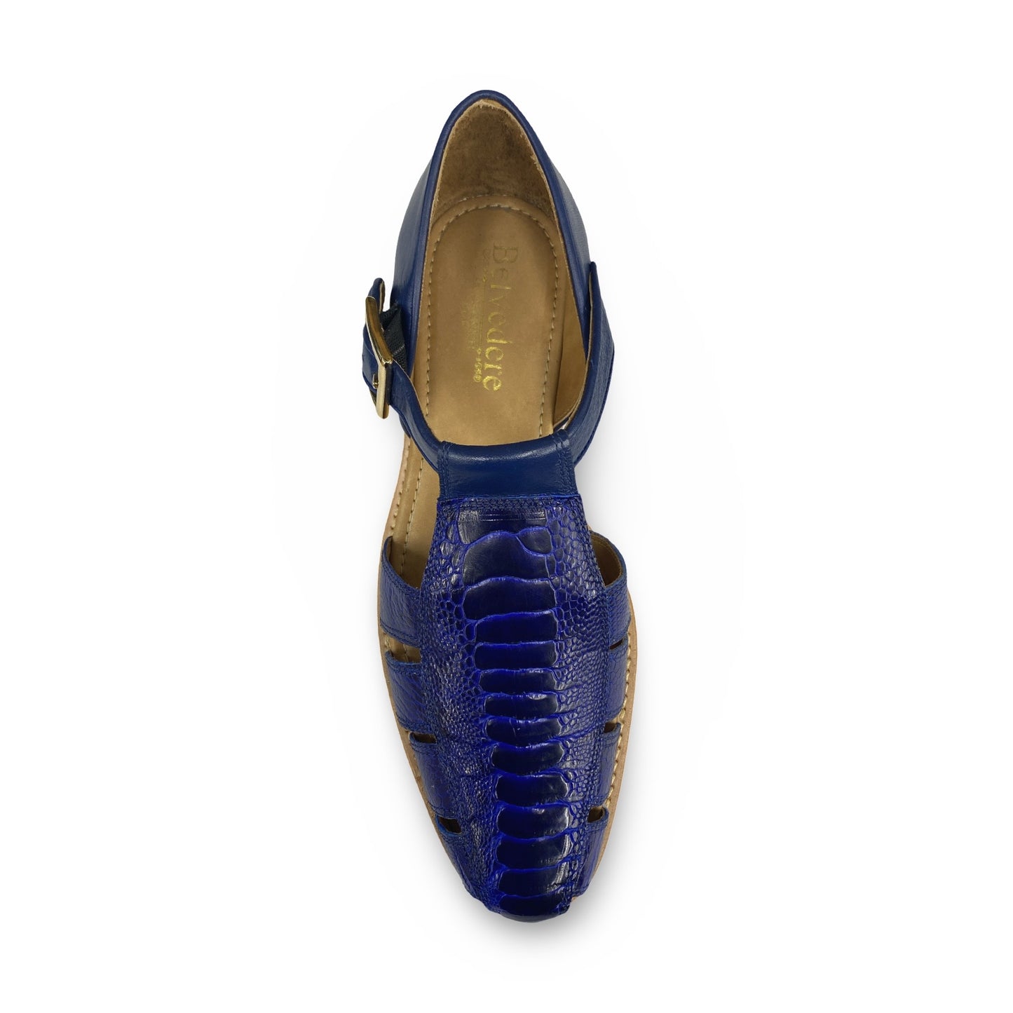 Genuine Ostrich Sandal by Belvedere | Blue