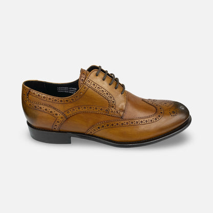 Calzoleria Toscana Dark Caramel Wingtip Brogue A484 – Handcrafted, Hand-Painted in Italy