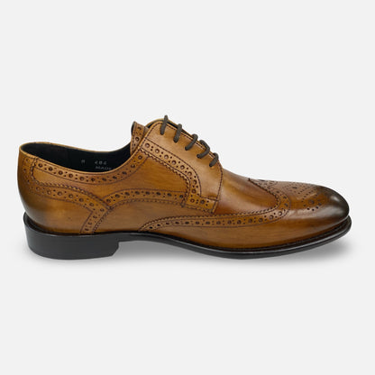 Calzoleria Toscana Dark Caramel Wingtip Brogue A484 – Handcrafted, Hand-Painted in Italy