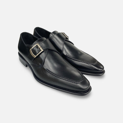 Calzoleria Toscana Black Single Monk Strap – Handmade Italian Leather Dress Shoe