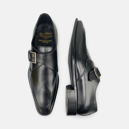 Calzoleria Toscana Black Single Monk Strap – Handmade Italian Leather Dress Shoe