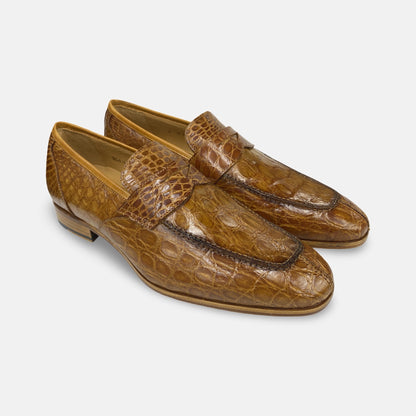 Mezlan Camel Genuine Crocodile Penny Loafer - (Style 4993-C)