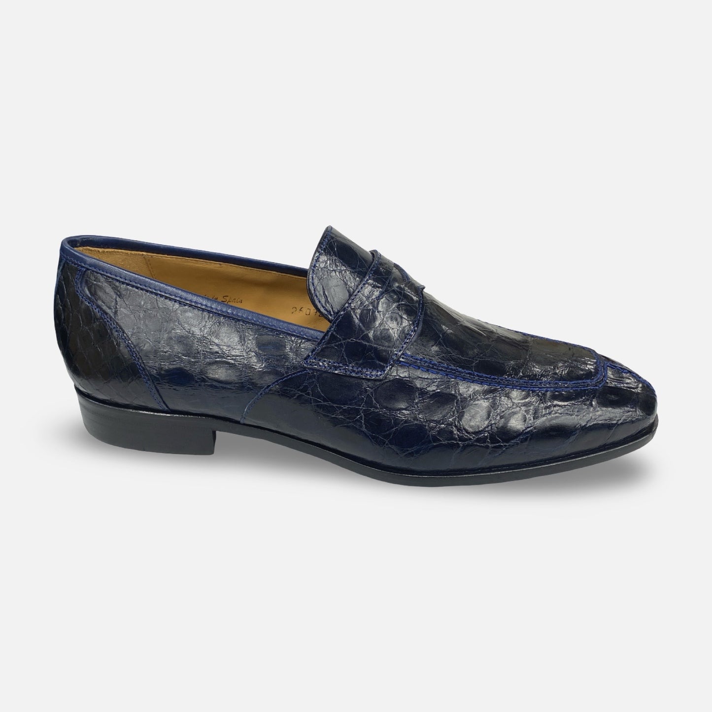 Mezlan Blue Genuine Crocodile Penny Loafer - (Style 4993-C)