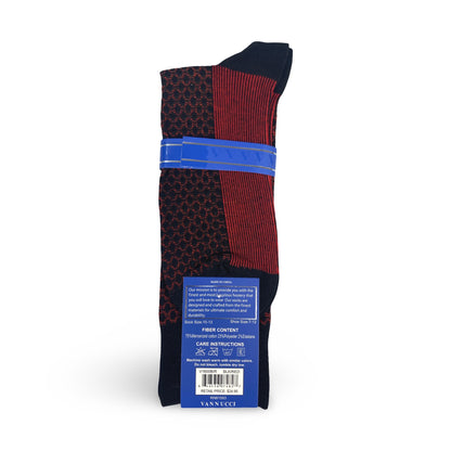 Mens Fashion Socks by Vanucci V1600 Black Red