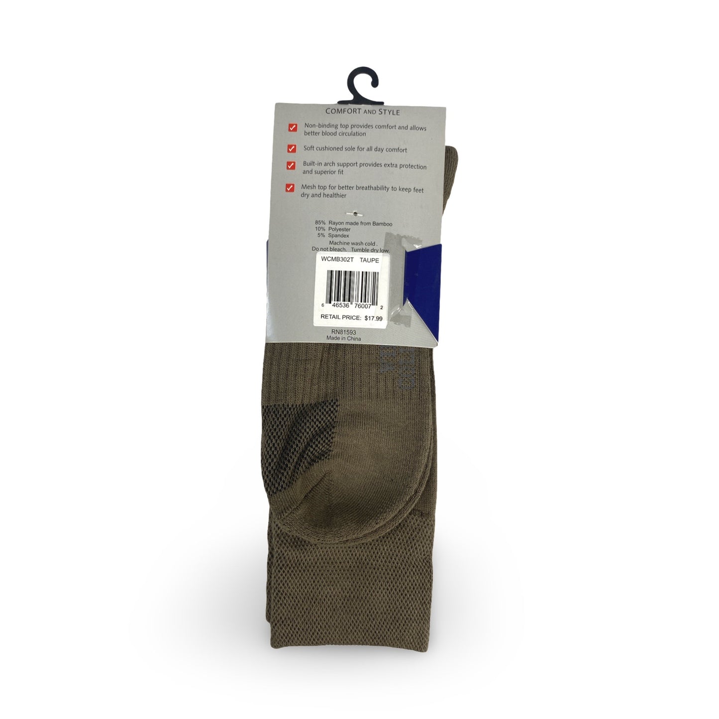 Mens Taupe Cushion Comfort Socks by Windsor Collection