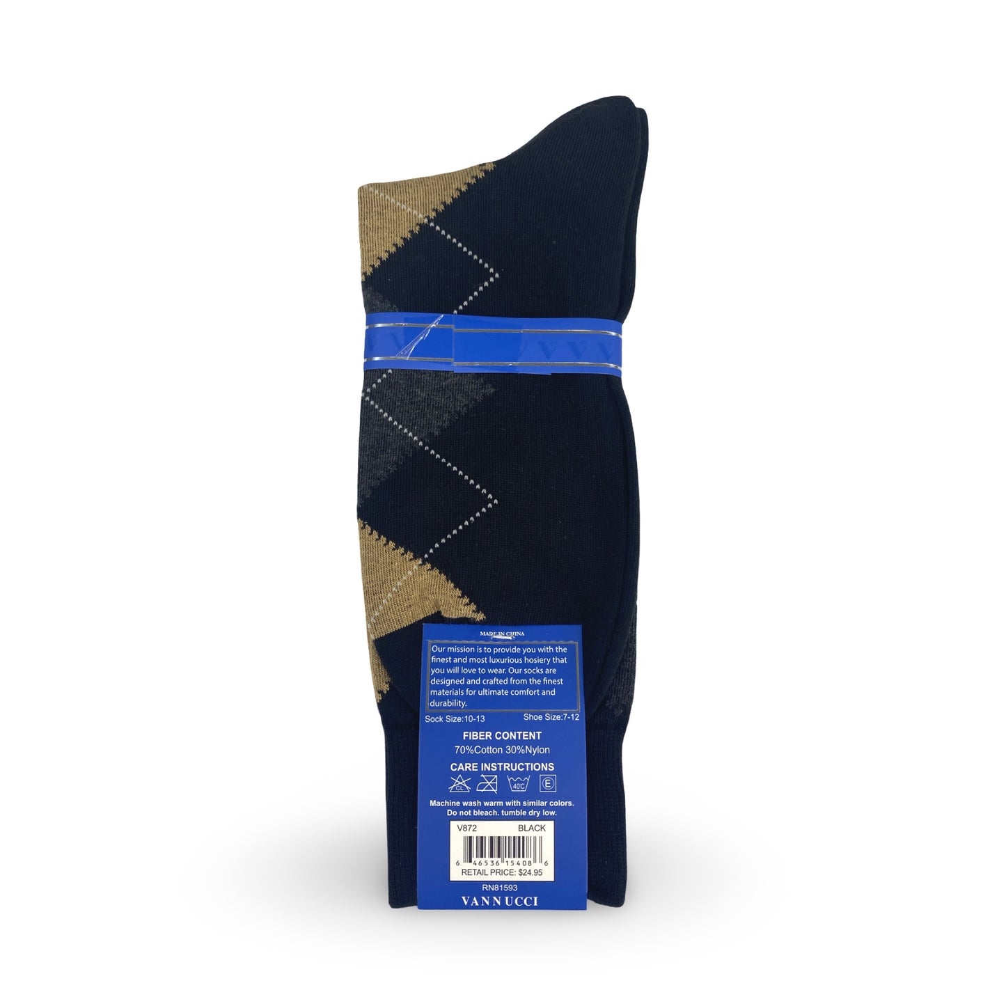 Mens Fashion Socks by Vanucci V872 Black