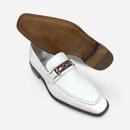 Toscana White Italian Bit Loafer with Ribbon