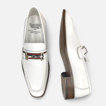 Toscana White Italian Bit Loafer with Ribbon