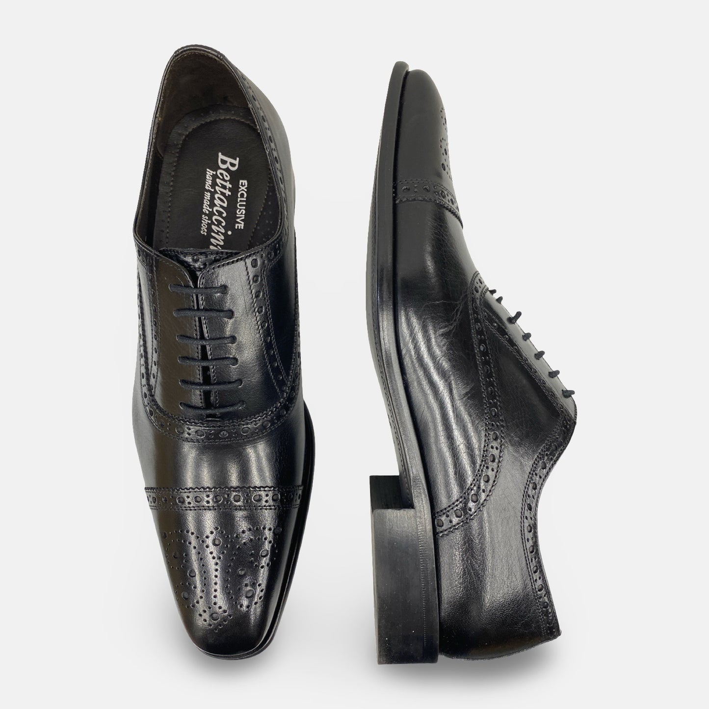 Bettaccini Italian Black Brogue Men’s Dress Shoe