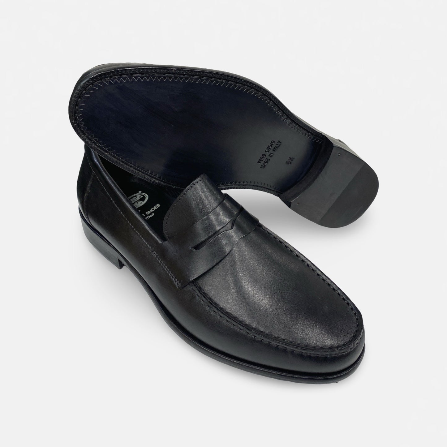 Toscana Italian Black Penny Loafer Santor