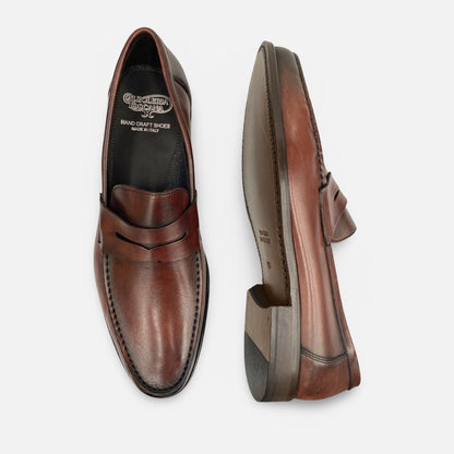 Toscana Italian Burgundy Hand Painted Penny Loafer Santor