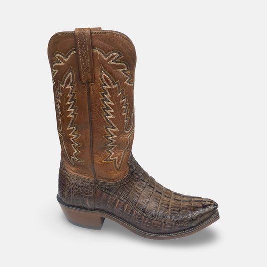 Lucchese Men’s Exotic Hornback Caiman Tail Cowboy Boots Brown “ N1126.54” – Size 10 EE