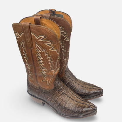 Lucchese Men’s Exotic Hornback Caiman Tail Cowboy Boots Brown “ N1126.54” – Size 10 EE