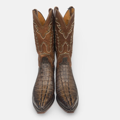 Lucchese Men’s Exotic Hornback Caiman Tail Cowboy Boots Brown “ N1126.54” – Size 10 EE