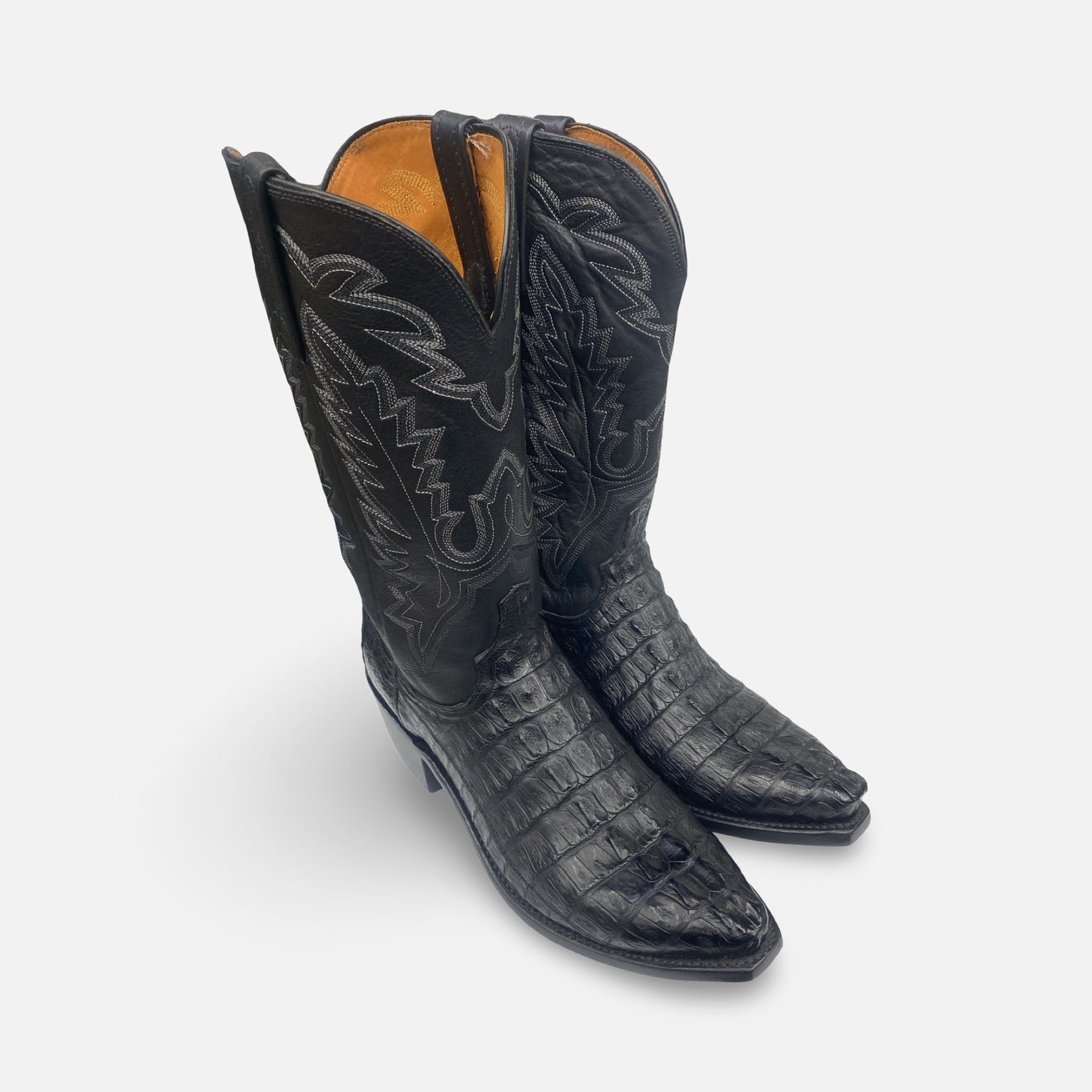 Lucchese Men’s Exotic Hornback Caiman Tail Cowboy Boots Black “ N1127.54” – Size 10 EE (Copy)