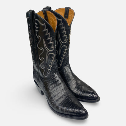 Lucchese Men’s Black Ultra Belly Caiman Cowboy Boots – Size 9.5 E