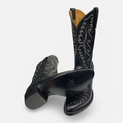 Lucchese Men’s Black Ultra Belly Caiman Cowboy Boots – Size 9.5 E