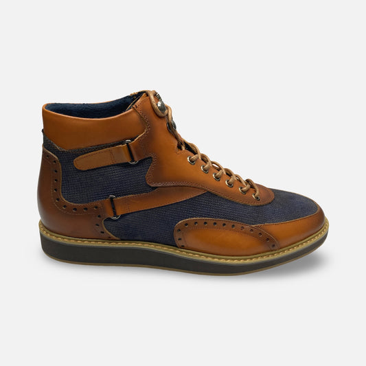 Giovanni “Jonathan” Men’s Leather Dress Boot – Tan/Navy (Clearance, Last Pairs)