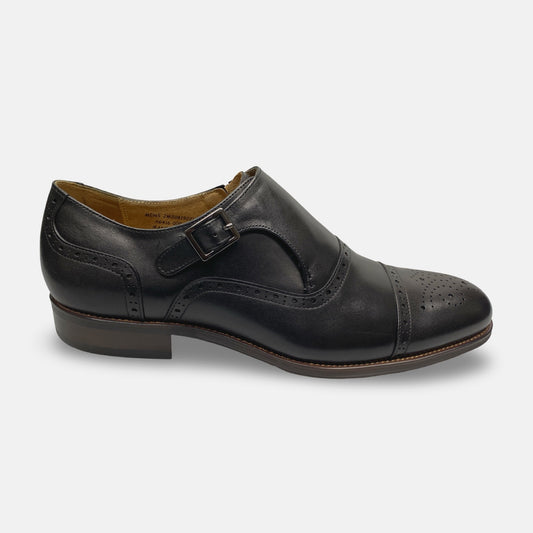 sher Green AG416 Men's Black Genuine Leather Monk Strap Dress Shoe