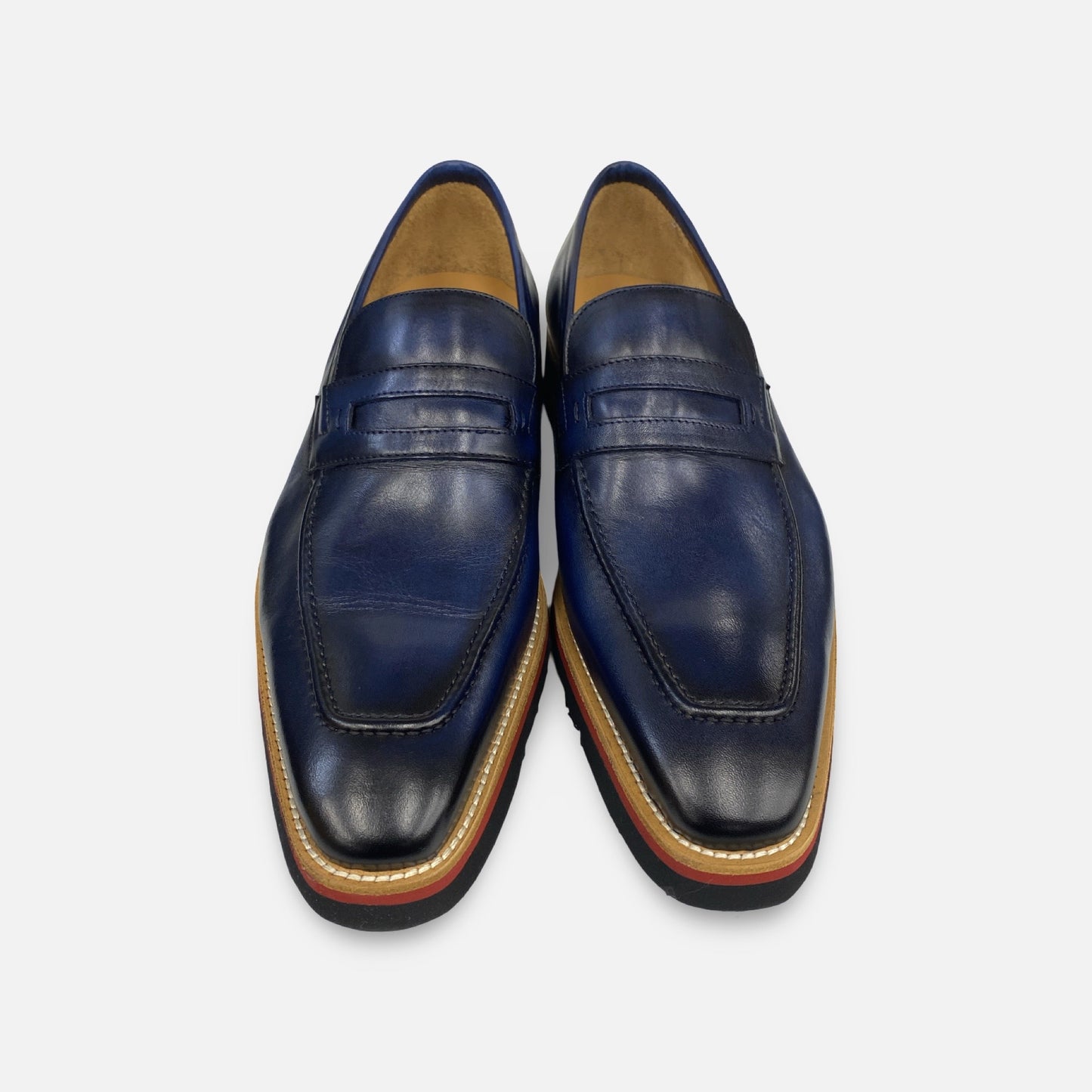 Jose Real Italian Mens Blue Ribbed Soft Bottom Loafer Shoes