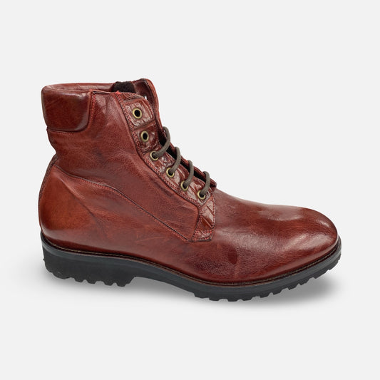 Calzoleria Toscana Cherry Crocodile Trim Shearling Boot – Handmade in Italy