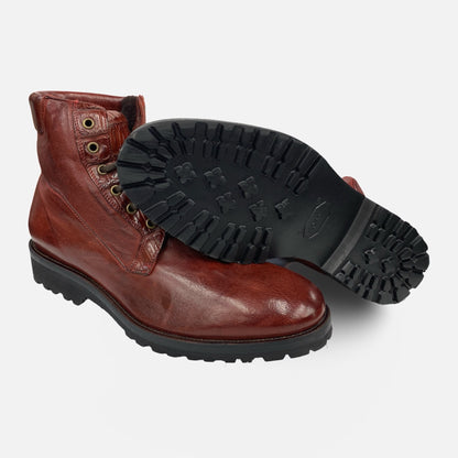 Calzoleria Toscana Cherry Crocodile Trim Shearling Boot – Handmade in Italy