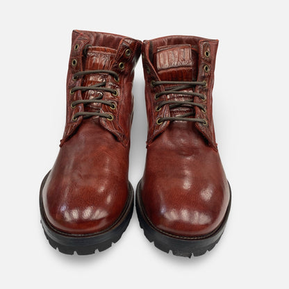 Calzoleria Toscana Cherry Crocodile Trim Shearling Boot – Handmade in Italy