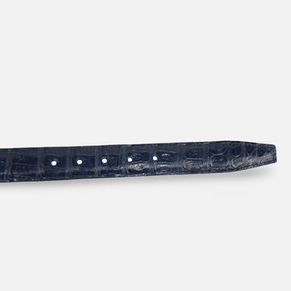 Men’s Genuine Crocodile Belt – Navy Blue, Silver Buckle