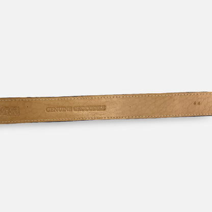 Men’s Genuine Crocodile Belt – Navy Blue, Silver Buckle