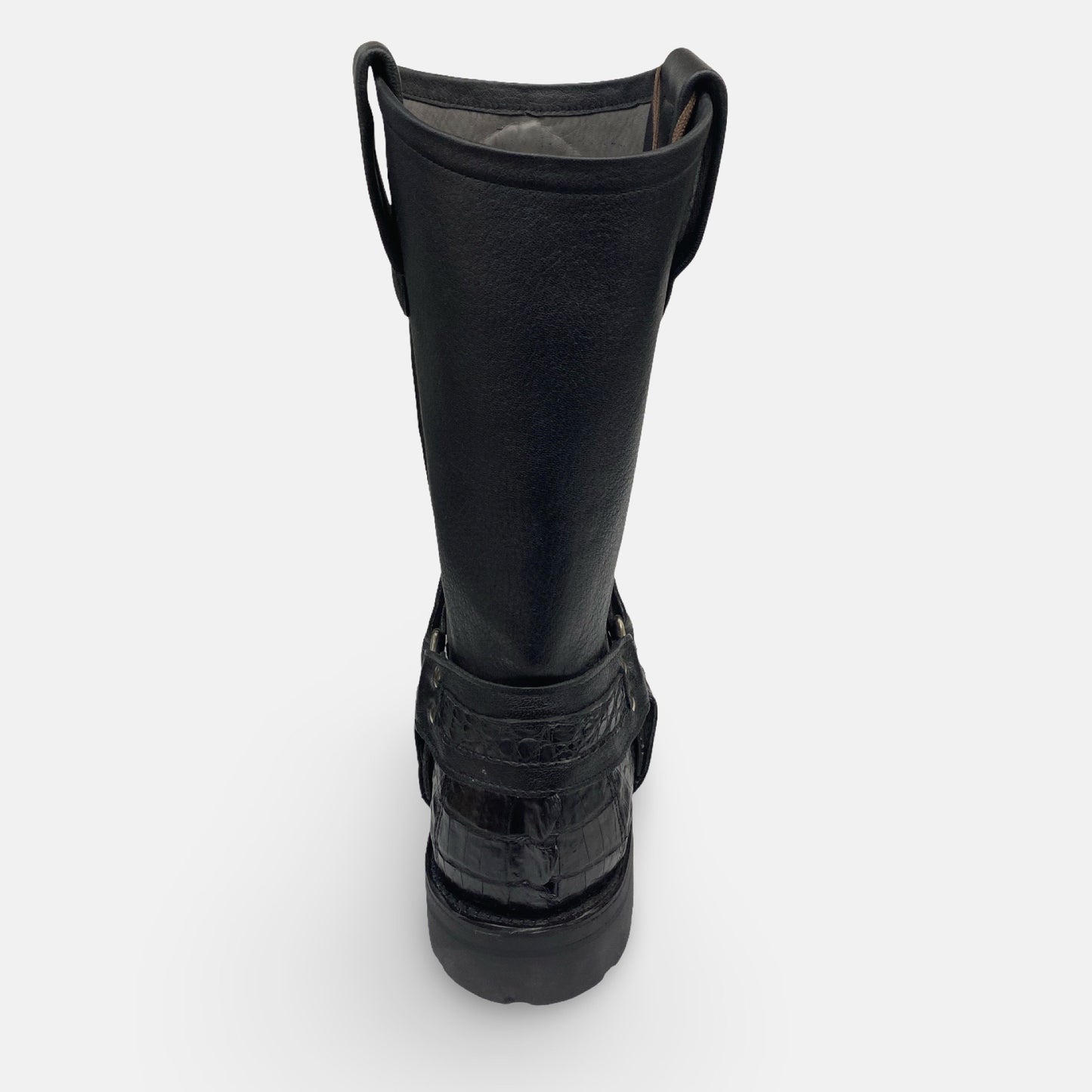 Los Altos Men’s Genuine Crocodile Tail Harness Boot – Black