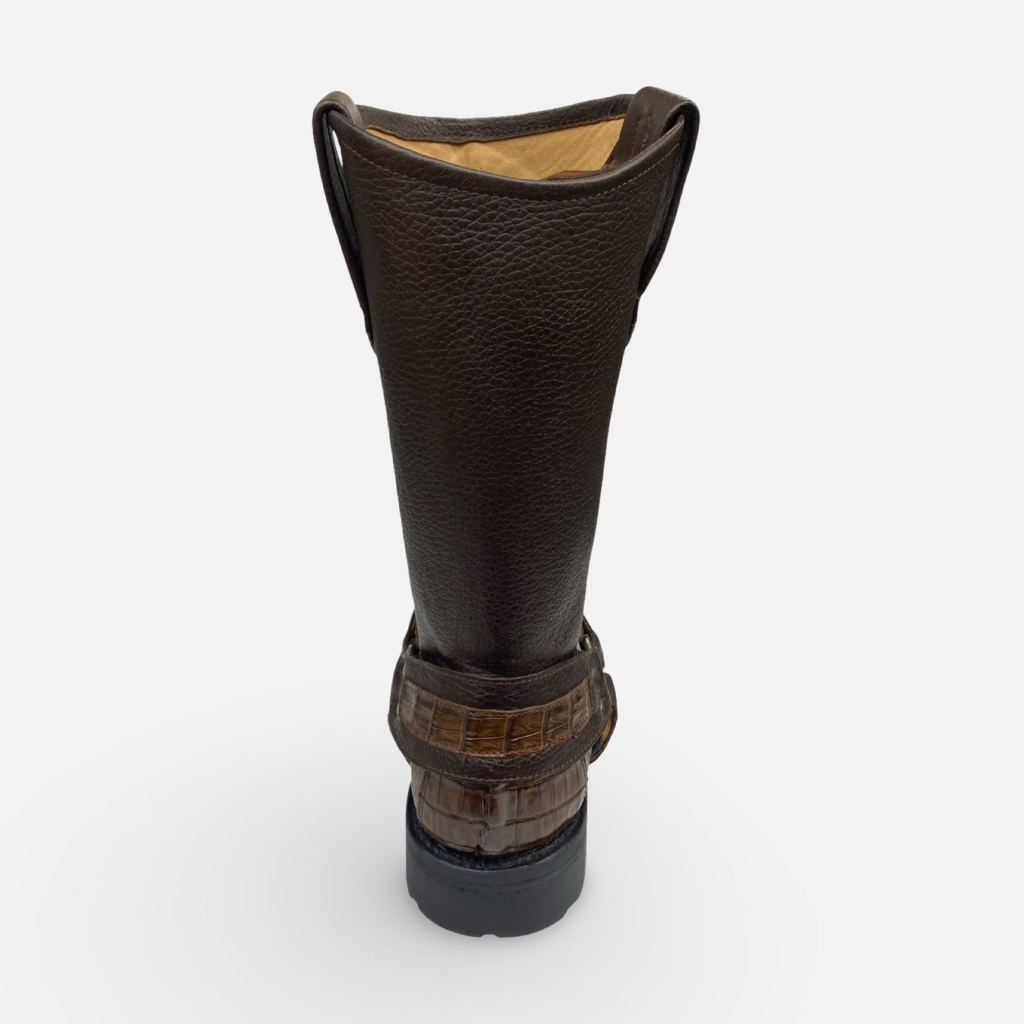 Los Altos Men’s Genuine Crocodile Tail Harness Boot – Brown