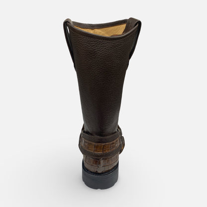 Los Altos Men’s Genuine Crocodile Tail Harness Boot – Brown