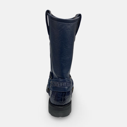 Los Altos Men’s Genuine Crocodile Harness Boot – Navy Blue
