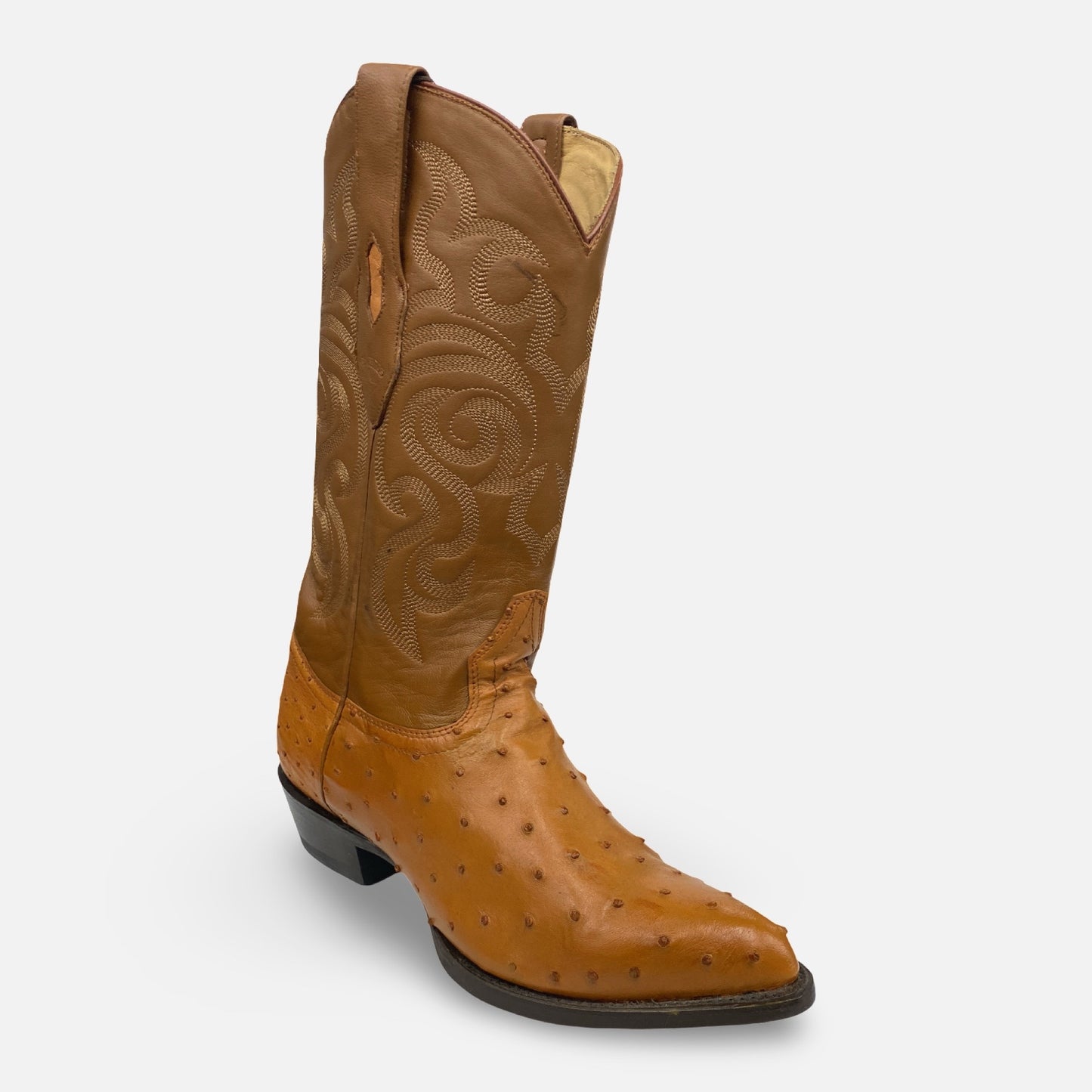 Los Altos Men’s Genuine Full Quill Ostrich Cowboy Boot – Honey, J Toe