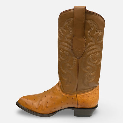 Los Altos Men’s Genuine Full Quill Ostrich Cowboy Boot – Honey, J Toe