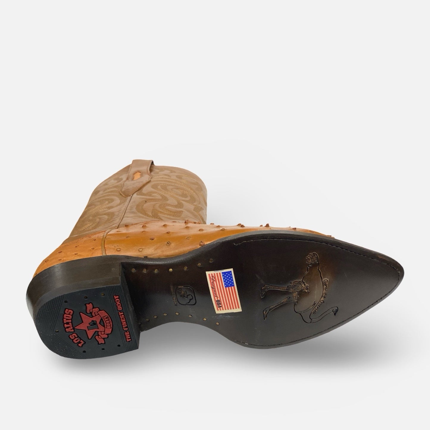 Los Altos Men’s Genuine Full Quill Ostrich Cowboy Boot – Honey, J Toe