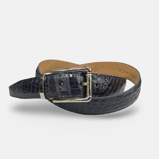 Men’s Genuine Alligator Belt – Charcoal Gray (Made in USA)