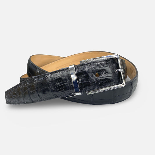 Men’s Genuine Alligator Belt – Black (Made in USA)