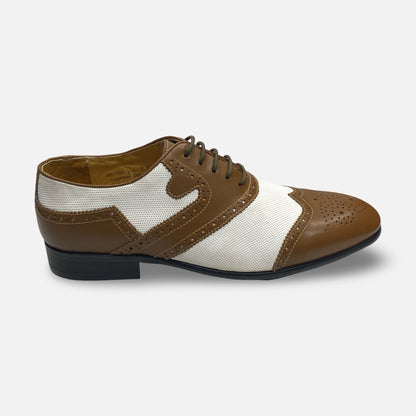 Men's Two tone camel white spec shoe wingtip brogue | Final Sale