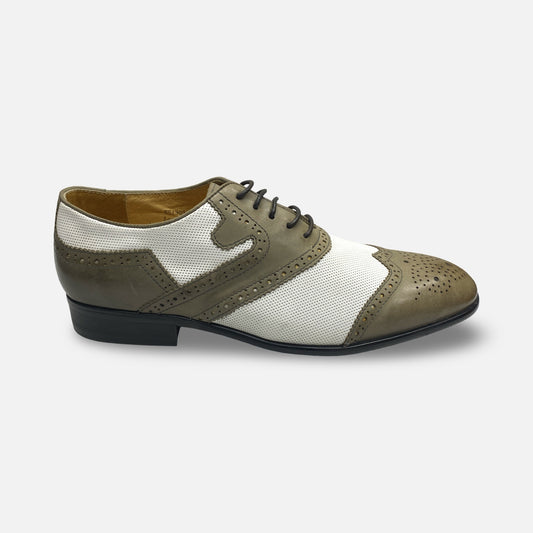 Men's Two tone Gray white spec shoe wingtip brogue | Final Sale