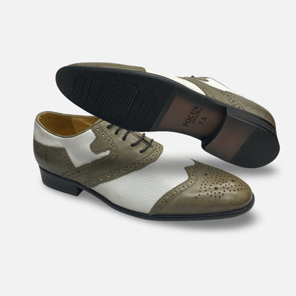 Men's Two tone Gray white spec shoe wingtip brogue | Final Sale